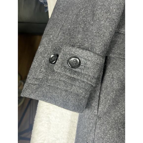 London Fog Mens Coat Gray Long Sleeve Sz Large L Button Up Wool Blend Dry Clean - Picture 9 of 16